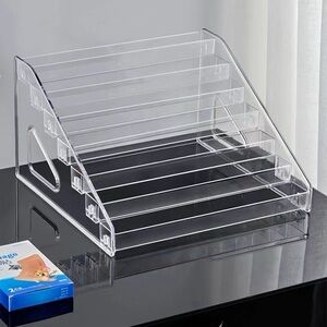 7-Layered Transparent Ornament Rack for Goods Display and Storage